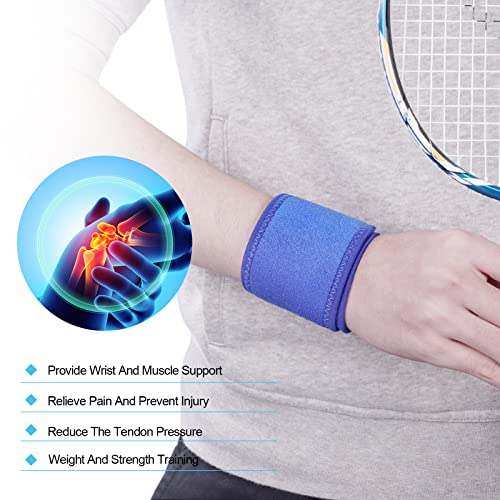 URAQT Muñequera Tunel Carpiano, 2pcs Ajustable Muñequera Transpirable, Neopreno Muñequeras Deportivas, Soporte de Muñeca para Musculación, Boxeo, Calistenia, Gym, Previene Tendinitis, Unisex(Azul)