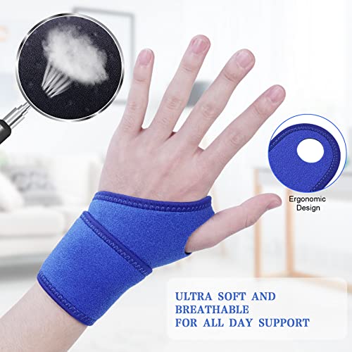 URAQT Muñequera Tunel Carpiano, 2pcs Ajustable Muñequera Transpirable, Neopreno Muñequeras Deportivas, Soporte de Muñeca para Musculación, Boxeo, Calistenia, Gym, Previene Tendinitis, Unisex(Azul)