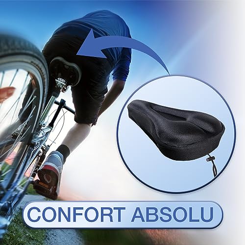 Urban - Cojín de Silicona para Sillín de Bicicleta, Transpirable y Cómodo Funda de Sillín con Funda Protectora Impermeable para Bicicleta de Ciudad, Bicicleta Eléctrica, MTB, Racing - Negro