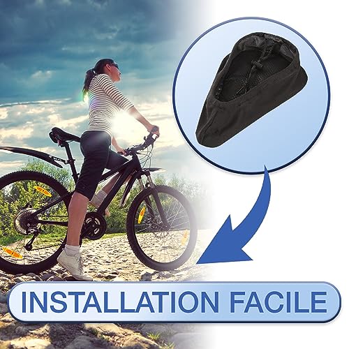 Urban - Cojín de Silicona para Sillín de Bicicleta, Transpirable y Cómodo Funda de Sillín con Funda Protectora Impermeable para Bicicleta de Ciudad, Bicicleta Eléctrica, MTB, Racing - Negro