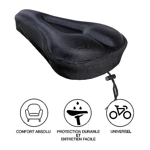 Urban - Cojín de Silicona para Sillín de Bicicleta, Transpirable y Cómodo Funda de Sillín con Funda Protectora Impermeable para Bicicleta de Ciudad, Bicicleta Eléctrica, MTB, Racing - Negro