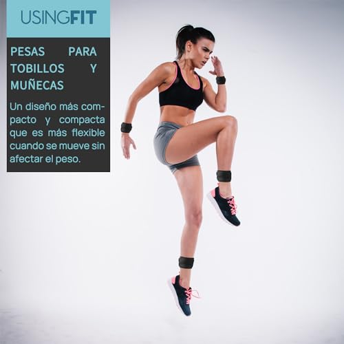 USINGFIT Pesas para Tobillos Tobilleras con Peso Lastres Tobillos 2 * 0,5kg / 2 * 1kg / 2 * 1,5kg / 2 * 2kg / 2 * 3kg Pesas Muñecas Pesas Piernas Pesas Tobillo Muñequeras Peso Lastradas (2 * 1,5kg)