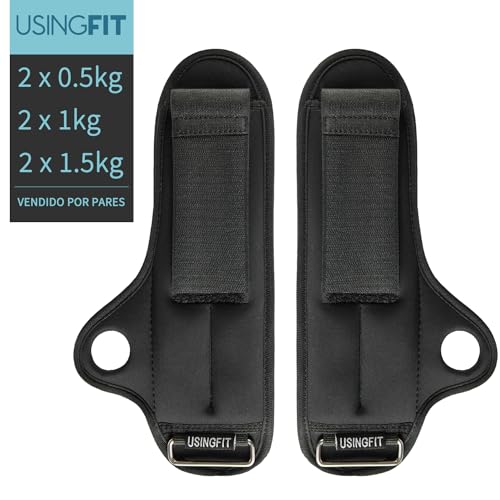 USINGFIT Pesos de mano para brazos, pesos para las piernas, 0,5 kg, 1 kg, 1,5 kg, pesas para pie, muñequeras para piernas y pies (1 kg x 2)