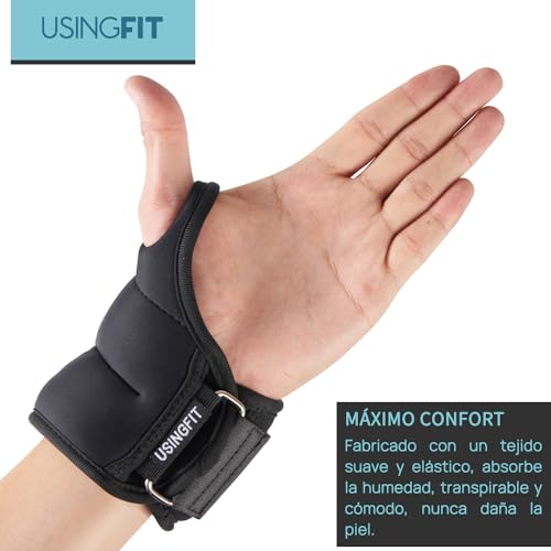 USINGFIT Pesos de mano para brazos, pesos para las piernas, 0,5 kg, 1 kg, 1,5 kg, pesas para pie, muñequeras para piernas y pies (1 kg x 2)