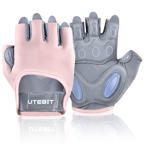 UTEBIT Guantes de Gimnasio para Mujer, Gym Guantes Transpirable Antideslizante con Protección Completa de Muñeca y Palma, para Ciclismo, Levantamiento de Pesas, Musculación, Fitness