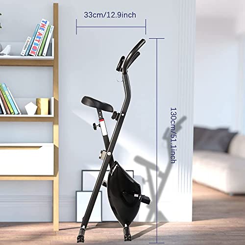 Uten Bicicleta estática plegable, bicicleta estática plegable vertical, bicicleta de entrenamiento para entrenamiento en interiores, cardiovascular, uso doméstico, resistencia magnética ajustable de 8