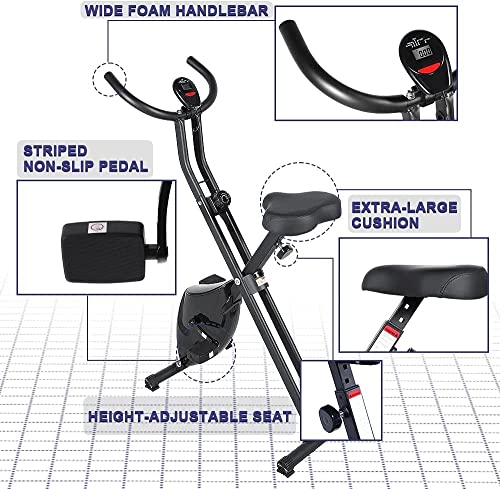 Uten Bicicleta estática plegable, bicicleta estática plegable vertical, bicicleta de entrenamiento para entrenamiento en interiores, cardiovascular, uso doméstico, resistencia magnética ajustable de 8