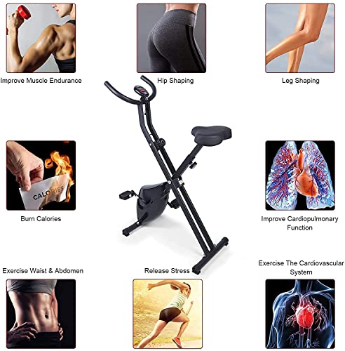 Uten Bicicleta estática plegable, bicicleta estática plegable vertical, bicicleta de entrenamiento para entrenamiento en interiores, cardiovascular, uso doméstico, resistencia magnética ajustable de 8