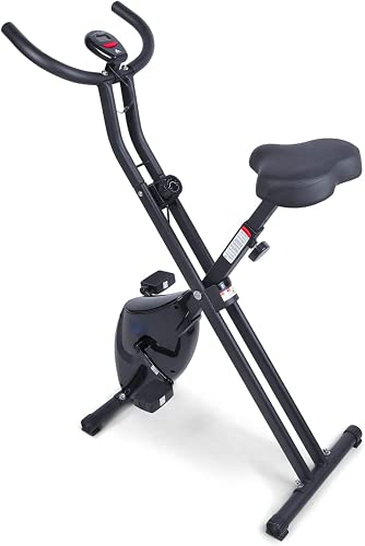 Uten Bicicleta estática plegable, bicicleta estática plegable vertical, bicicleta de entrenamiento para entrenamiento en interiores, cardiovascular, uso doméstico, resistencia magnética ajustable de 8