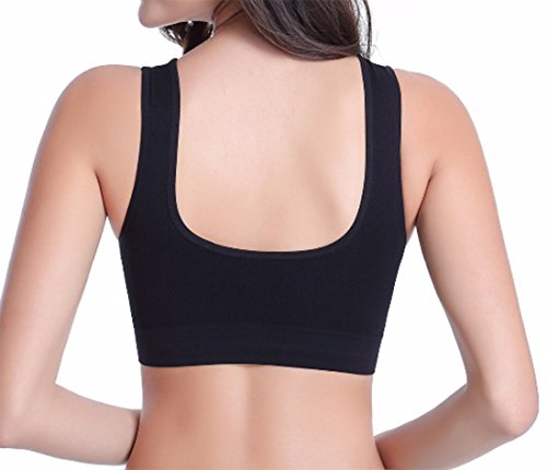 UtopyaUK Paquete de 3 Sujetadores cómodos Acolchados para Mujeres y niñas con Almohadillas para Yoga Bralette de elástico Chaleco Deportivo (3XL, 3 Negro)