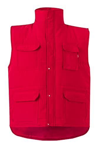 VELILLA 108; Chaleco acolchado multibolsillos; Color Rojo; Talla 3XL