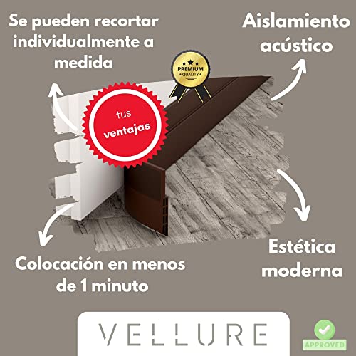 Vellure® Burlete puerta entrada contra corrientes de aire - NUEVO burlete puerta exterior autoadhesivo (rápido y sencillo) Insonorización, protección contra el frío y sellado (1x marrón)