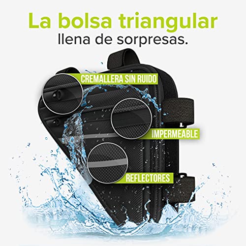 Velmia Bolsa Triangular Impermeable para Bicicleta, Funda para Manillar, Bolsa Triangular Ideal para candado de Bici, Herramientas, Chubasqueros