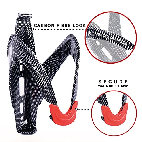 VeloChampion FibreCarbon Portabidon de Agua con Aspecto Carbono - Bicicleta Water Bottle Cage