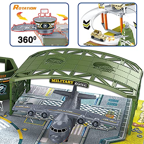 Veluoess Juego de Juguetes de Base Militar, Juego de Base de Combate Militar con VehíCulos, Tanque, AvióN de Guerra, HelicóPteros, Juego de Juguetes de Base Ejército NiñOs 3+