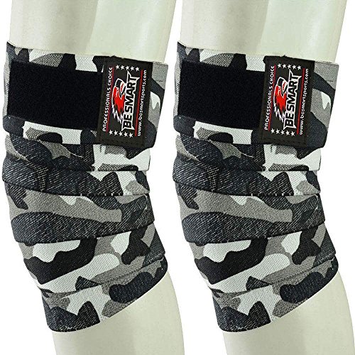 Vendas elásticas para rodillas, físico culturismo, gimnasio, entrenamiento. Cinta de apoyo para pierna, muñeca, hombre, Gray Camo, talla única