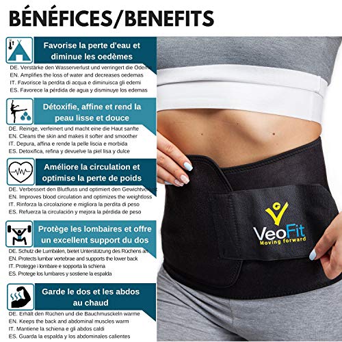 VEOFIT Cinturón Abdominal de Sudoración: Cinturón adelgazante para Hombre y Mujer/ Efecto adelgazante – Tonifica y ayuda a eliminar el exceso de agua para conseguir un vientre plano - Talla XXXL