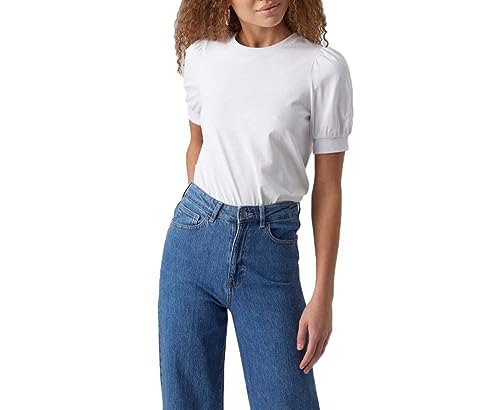 VERO MODA Vmkerry VMA Jrs Noos-Camiseta de Manga Corta con Cuello Redondo, Blanco Brillante, M para Mujer