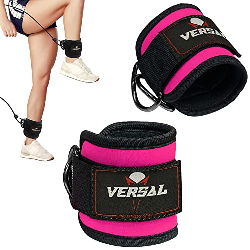 VERSAL Fitness Correa de tobillo para máquinas de cable para retrocesos, ejercicios Polea de glúteos, extensiones de piernas, rizos y abductores de cadera para hombres y mujeres