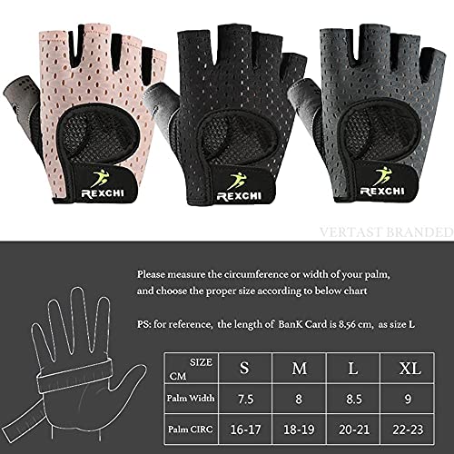 VERTAST Guantes de Gimnasio Fitness, Acolchados Extra Agarre protección de la Palma para Ejercicio Kettlebells Entrenamiento Ciclismo para Hombres y Mujeres, Rosado, L