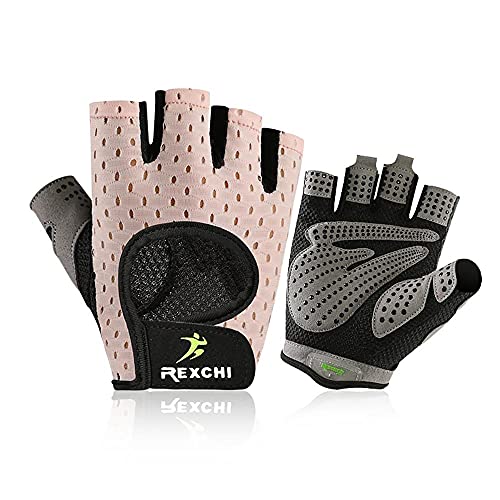 VERTAST Guantes de Gimnasio Fitness, Acolchados Extra Agarre protección de la Palma para Ejercicio Kettlebells Entrenamiento Ciclismo para Hombres y Mujeres, Rosado, L