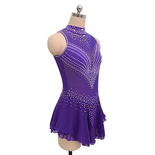 Vestido de patinaje artístico Leotardo sin mangas Chicas Ballet Vestido de baile Recorte de empalme hacia atrás Gimnasia Falda de patinaje Competencia Sencillo Generoso