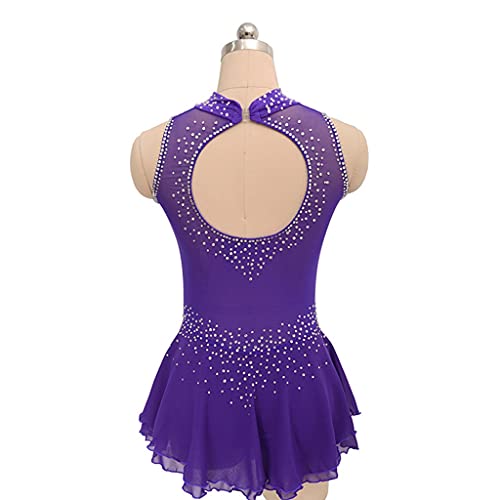 Vestido de patinaje artístico Leotardo sin mangas Chicas Ballet Vestido de baile Recorte de empalme hacia atrás Gimnasia Falda de patinaje Competencia Sencillo Generoso