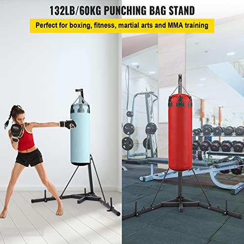 VEVOR Soporte de Pie para Saco de Boxeo con Altura Extendida 230 cm, Soporte Plegable para Saco de Boxeo con Altura Ajustable 48 cm, Soporte de Acero para Saco Boxeo Suelo, Carga Máxima 60 kg