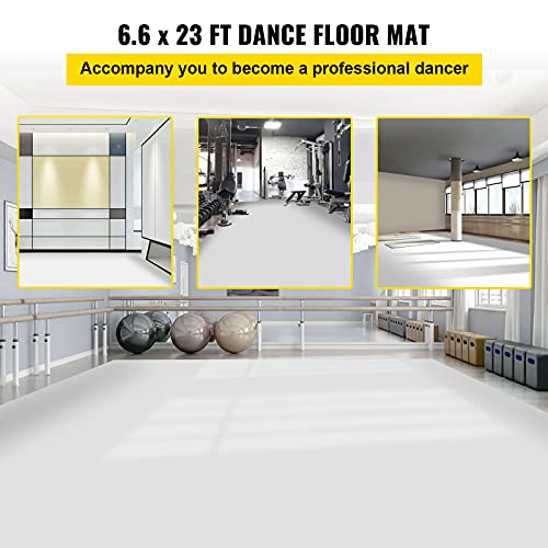 VEVOR Suelo de Danza 2 x 7 m Rollo de Vinilo para Pista de Baile Doble Cara Marley Dance Floor Espesor 1,5 mm Suelo para Ballet Blanco y Negro Piso para Baile 14 ㎡ Pista de Danza PVC Estudio Gimnasio