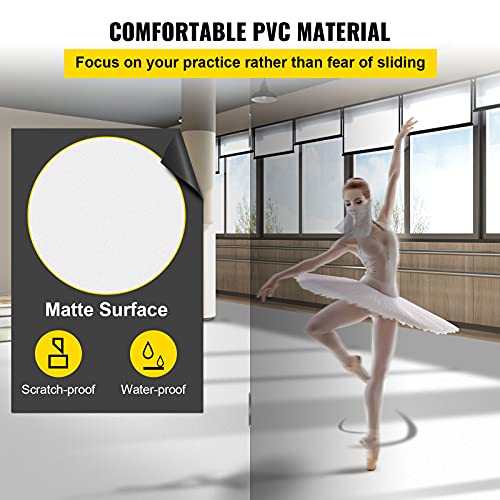 VEVOR Suelo de Danza 2 x 7 m Rollo de Vinilo para Pista de Baile Doble Cara Marley Dance Floor Espesor 1,5 mm Suelo para Ballet Blanco y Negro Piso para Baile 14 ㎡ Pista de Danza PVC Estudio Gimnasio