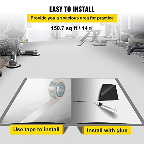 VEVOR Suelo de Danza 2 x 7 m Rollo de Vinilo para Pista de Baile Doble Cara Marley Dance Floor Espesor 1,5 mm Suelo para Ballet Blanco y Negro Piso para Baile 14 ㎡ Pista de Danza PVC Estudio Gimnasio