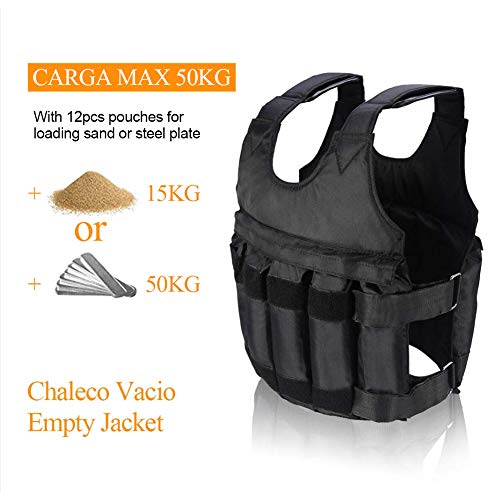 VGEBY1 Chalecos Lastrado,50KG Chaleco de Peso del Ejercicio Entrenamiento la Fuerza los Deportes Tela Oxford para Correr el Boxeo (50kg)