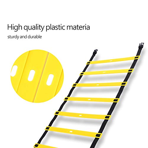 VGEBY1 Escalera de Agilidad, Entrenamiento de Conos de Velocidad Conjunto de Ejercicios para Entrenamiento de fútbol Fútbol Pies de Entrenamiento de Velocidad (4M 8 Rung)