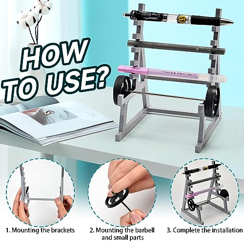 Vibbang Portalápices para Sentadillas, Soporte Divertido para Bolígrafos con Barra para Pesas, Mini Portalápices para Tema de Gimnasio, para Entusiastas del Fitness y del Levantamiento de Pesas (A)