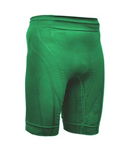 VibroShield Pantalones de compresión Hombres Cortos, Shorts, con 18 estructuras de Tela, Tela Funcional de 2 Capas, Cintura con cordón (Verde, XL)