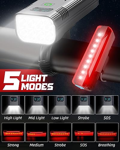 Victoper Luces Delantera y Trasera,2023 Actualización Lúmenes Luz Bicicleta,Múltiples Modos Impermeable Recargable Luces Bicicleta Adecuada para Mayoría de Bicicletas,Luz Bici 6LED/8LED