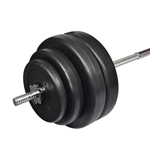 vidaXL Barra de Curl 60 kg Barra de Discos Set Completo de Pesas Musculación