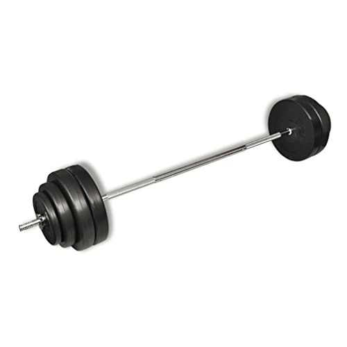 vidaXL Barra de Curl 60 kg Barra de Discos Set Completo de Pesas Musculación