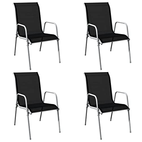 vidaXL Set Muebles Jardín 5 Piezas 80x71cm Acero Gris Negro Mobiliario Terraza