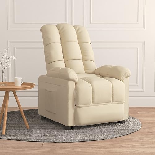 vidaXL Sillón Reclinable TV Reposapiés Respaldo Ajustable Silla Asiento Salón Oficina Relax Mueble Elevador Ergonómico Cómoda de Tela Crema