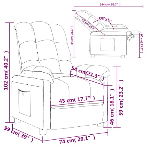 vidaXL Sillón Reclinable TV Reposapiés Respaldo Ajustable Silla Asiento Salón Oficina Relax Mueble Elevador Ergonómico Cómoda de Tela Crema