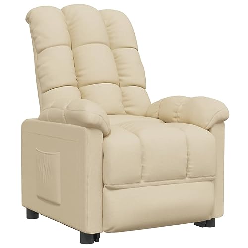 vidaXL Sillón Reclinable TV Reposapiés Respaldo Ajustable Silla Asiento Salón Oficina Relax Mueble Elevador Ergonómico Cómoda de Tela Crema