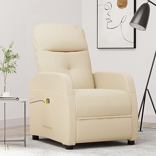 vidaXL Sillón Reclinable TV Reposapiés Respaldo Ajustable Silla Asiento Salón Oficina Relax Mueble Elevador Ergonómico Cómoda de Tela Crema