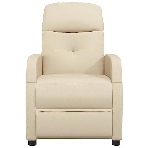 vidaXL Sillón Reclinable TV Reposapiés Respaldo Ajustable Silla Asiento Salón Oficina Relax Mueble Elevador Ergonómico Cómoda de Tela Crema