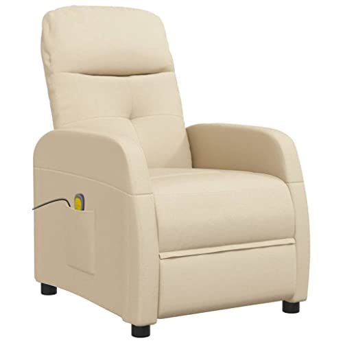 vidaXL Sillón Reclinable TV Reposapiés Respaldo Ajustable Silla Asiento Salón Oficina Relax Mueble Elevador Ergonómico Cómoda de Tela Crema