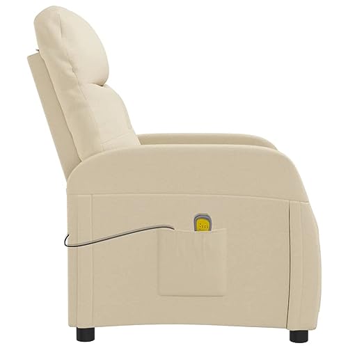 vidaXL Sillón Reclinable TV Reposapiés Respaldo Ajustable Silla Asiento Salón Oficina Relax Mueble Elevador Ergonómico Cómoda de Tela Crema