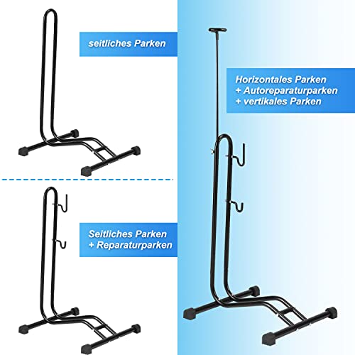 Vigevee Soporte de bicicleta para suelo, 3 funciones para colgar o ajustar horizontal y verticalmente, de 20 a 29 pulgadas. Adecuado para rueda delantera o trasera, soporte seguro