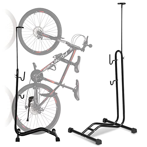 Vigevee Soporte de bicicleta para suelo, 3 funciones para colgar o ajustar horizontal y verticalmente, de 20 a 29 pulgadas. Adecuado para rueda delantera o trasera, soporte seguro