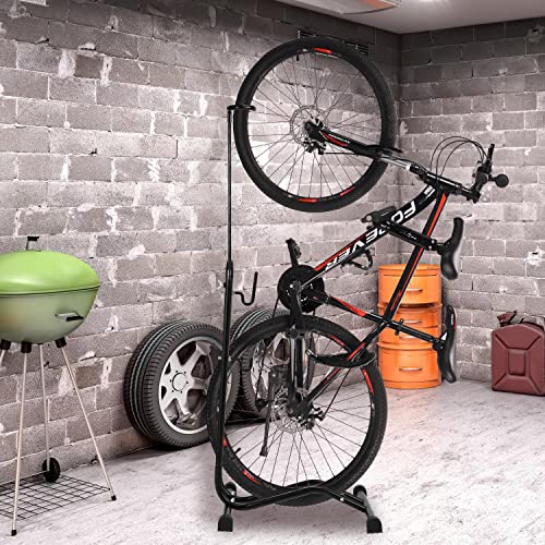 Vigevee Soporte de bicicleta para suelo, 3 funciones para colgar o ajustar horizontal y verticalmente, de 20 a 29 pulgadas. Adecuado para rueda delantera o trasera, soporte seguro