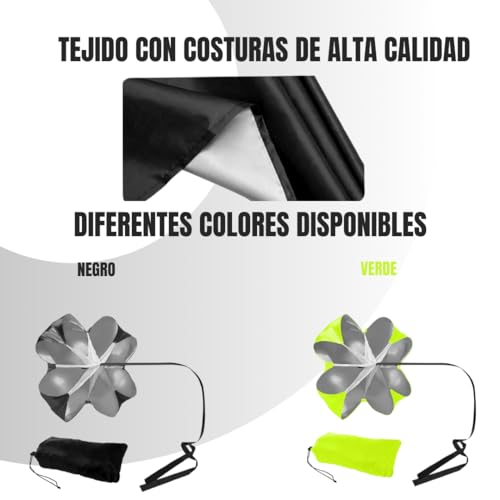 VIKZON Paracaidas Resistencia + Bolsa de Almacenamiento - Entrenamiento Futbol - Material Deportivo Resistencia (Negro)